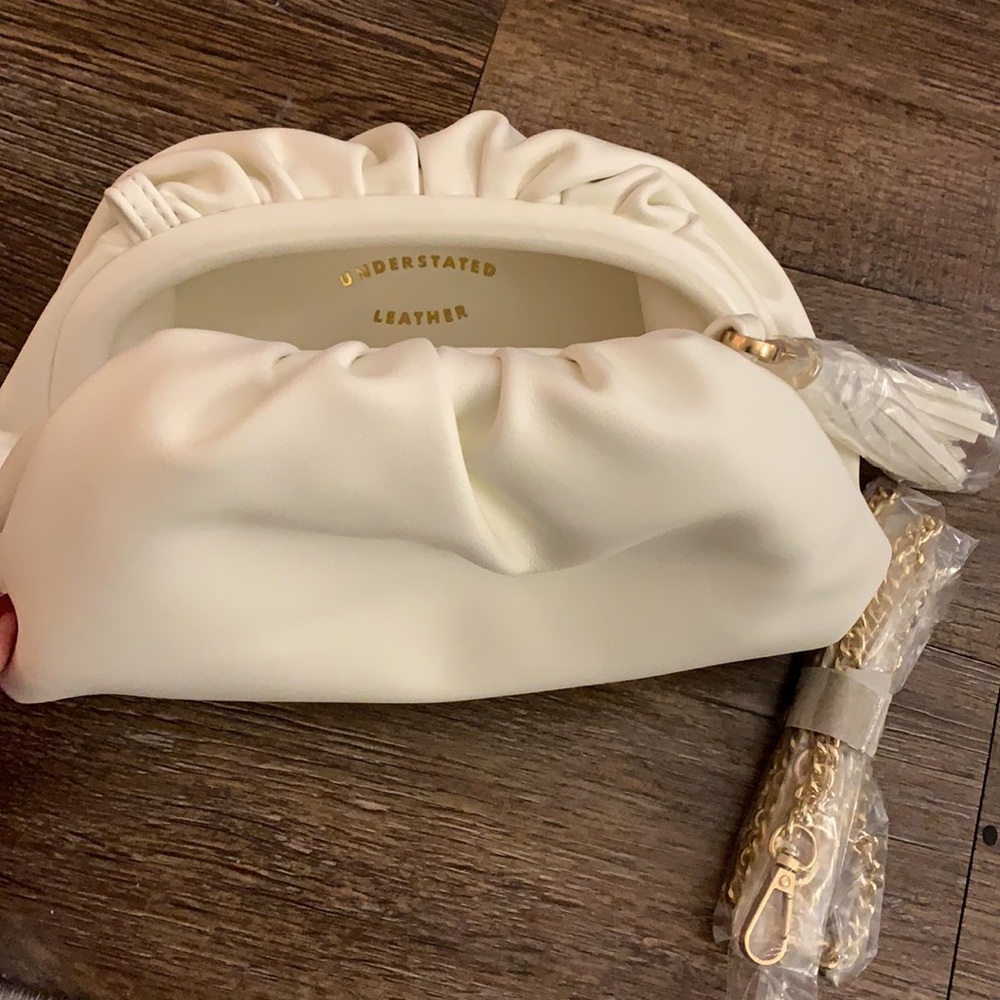 Understated Leather White Clutch Bag